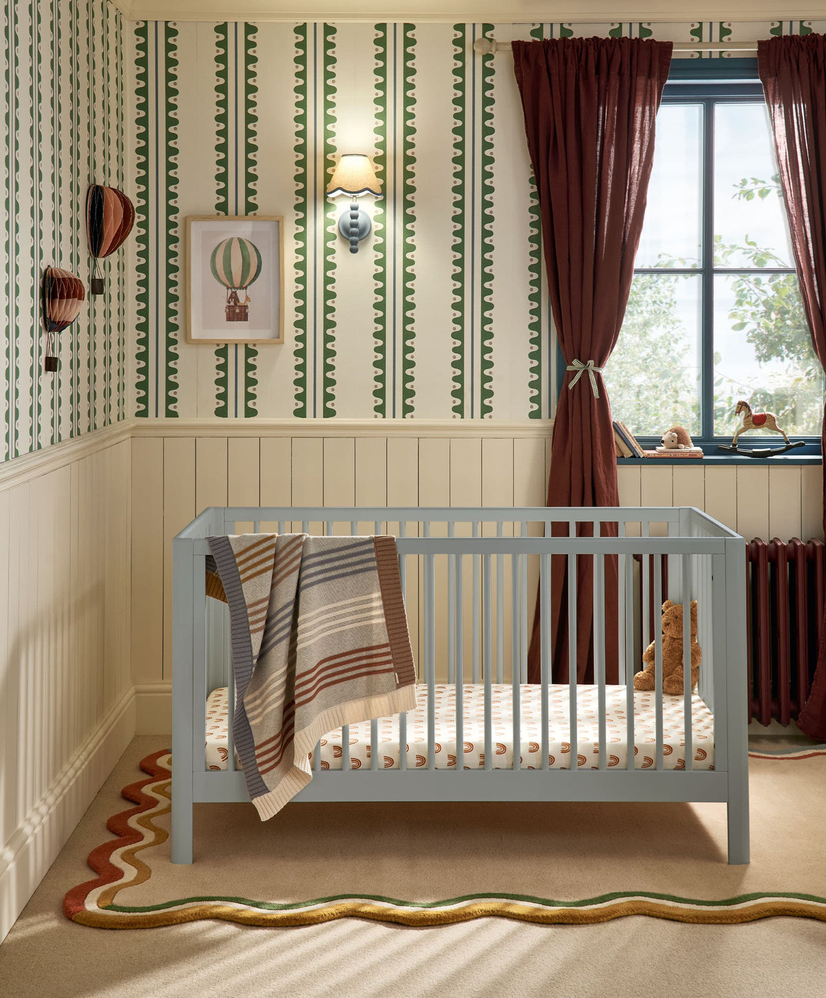 Arbor Cotbed & Signature Airflow Fibre Cotbed Mattress Bundle - Bluebell