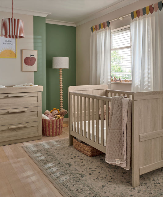 Atlas 2 Piece Cotbed Set with Dresser Changer - Light Oak