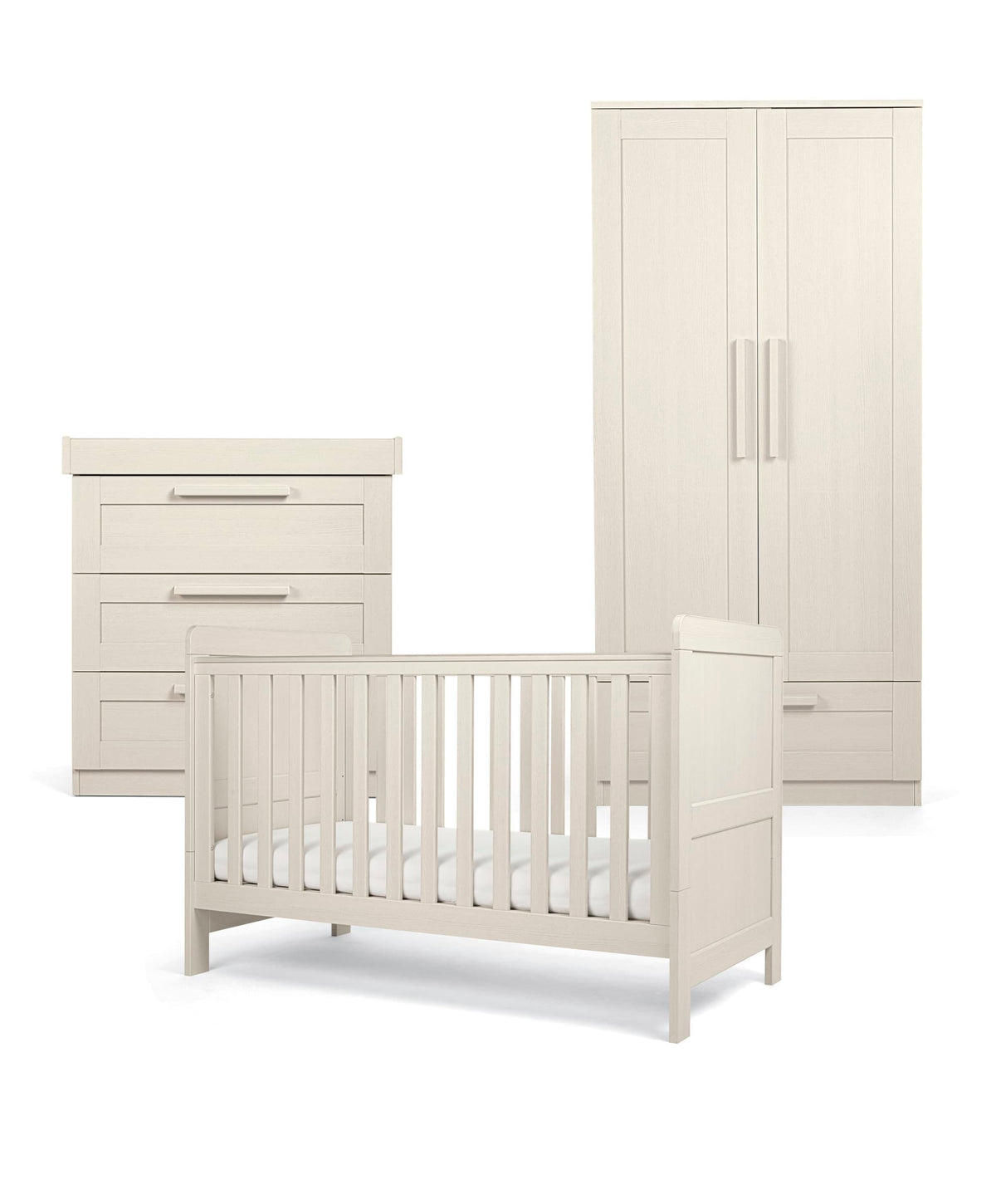 Atlas 3 Piece Cotbed Range with Dresser Changer & Wardrobe - Warm Beige