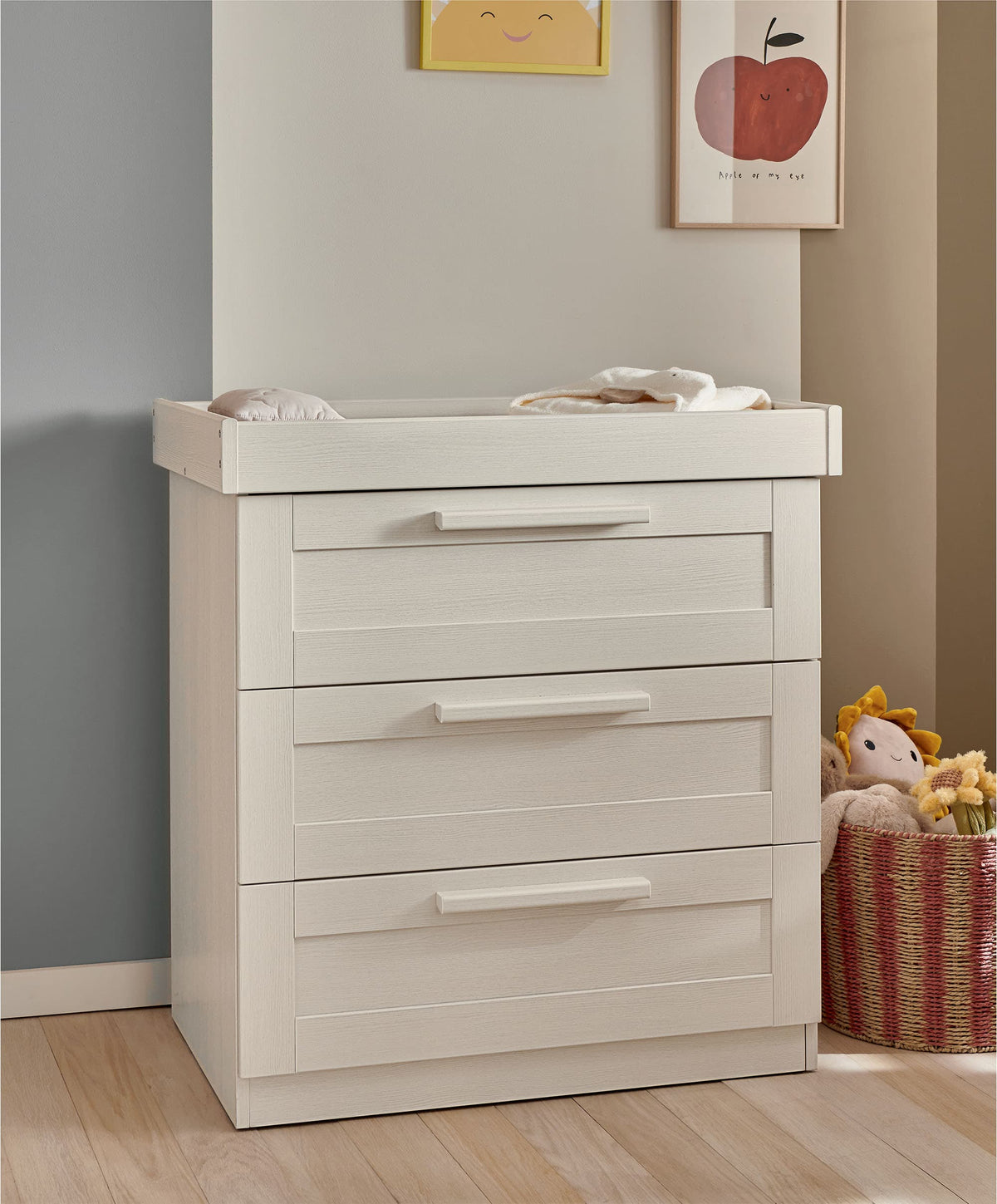 Atlas 3 Piece Cotbed Range with Dresser Changer & Wardrobe - Warm Beige