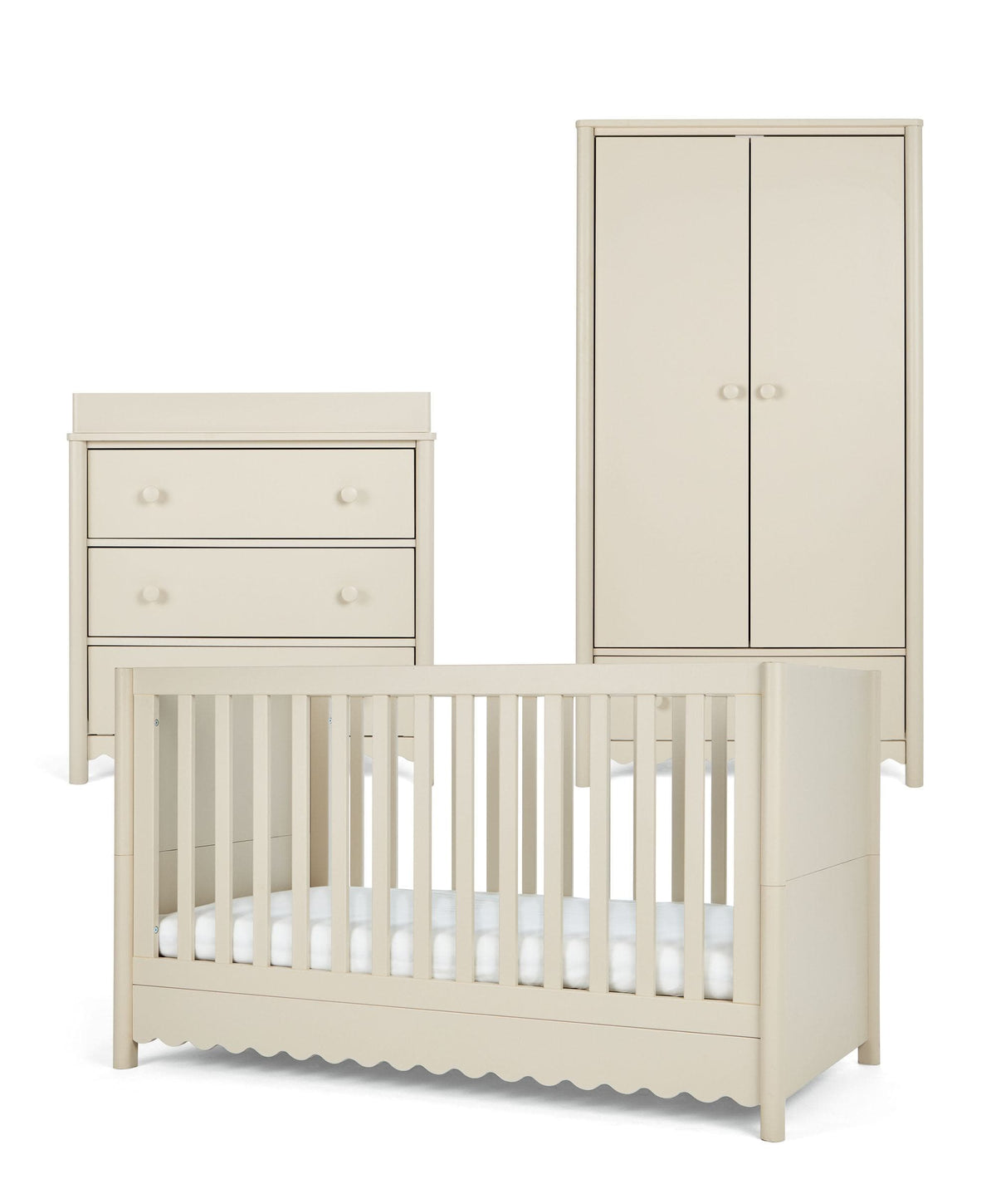 Eryn 3 Piece Cotbed Range with Dresser Changer & Wardrobe - Cashmere