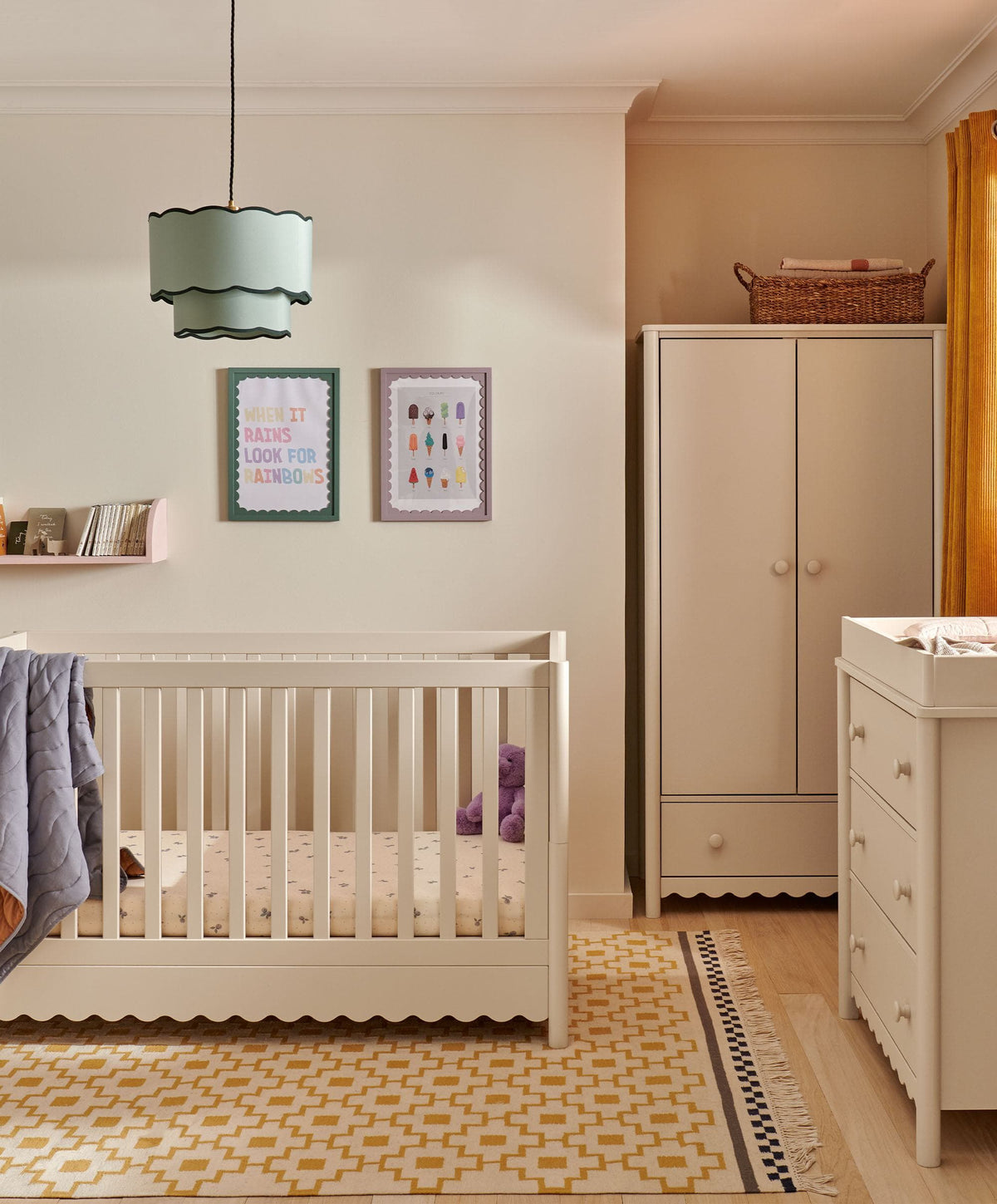 Eryn 3 Piece Cotbed Range with Dresser Changer & Wardrobe - Cashmere