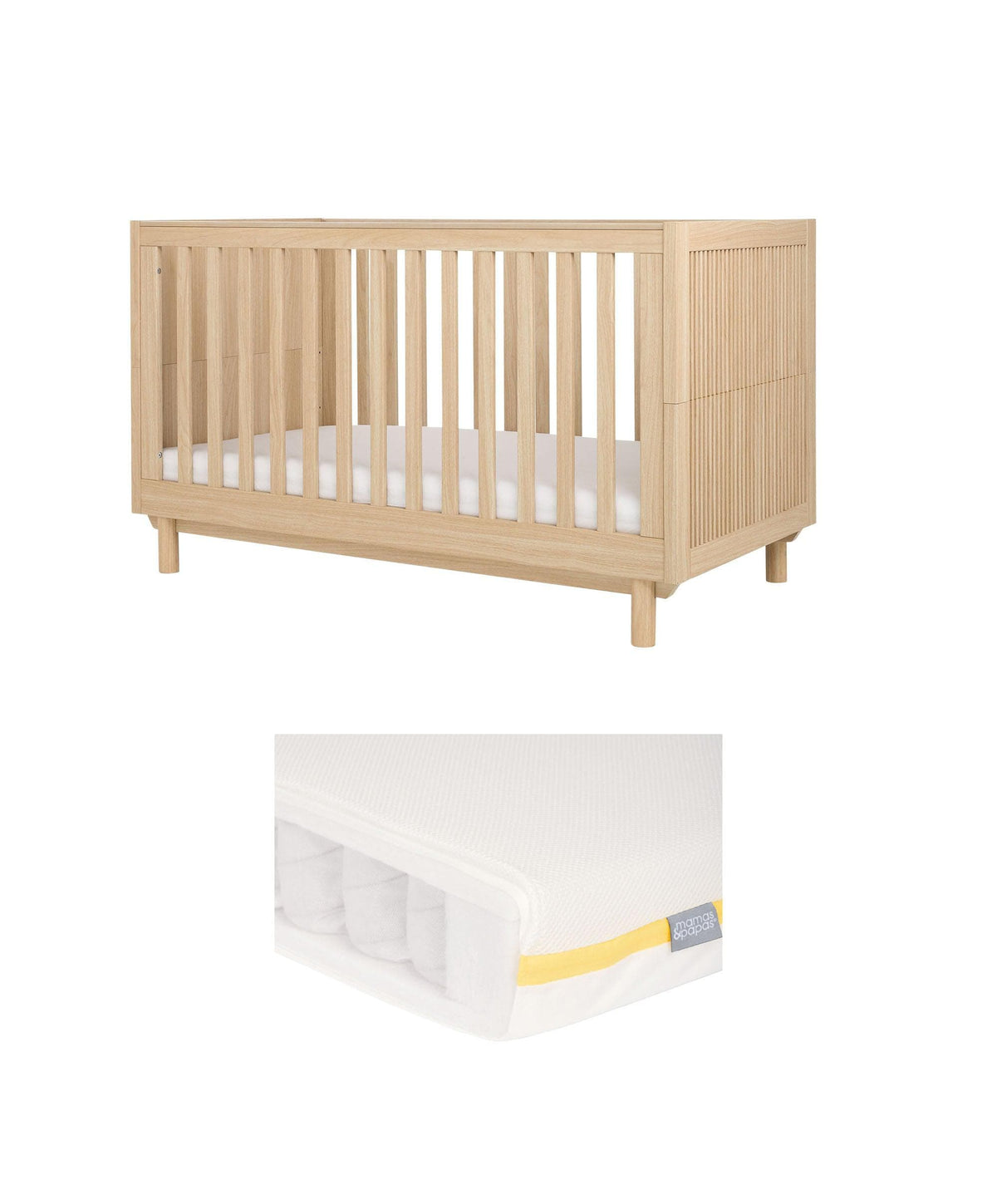 Oska Cotbed & Signature Airflow Pocket Spring Cotbed Mattress Bundle - Oak