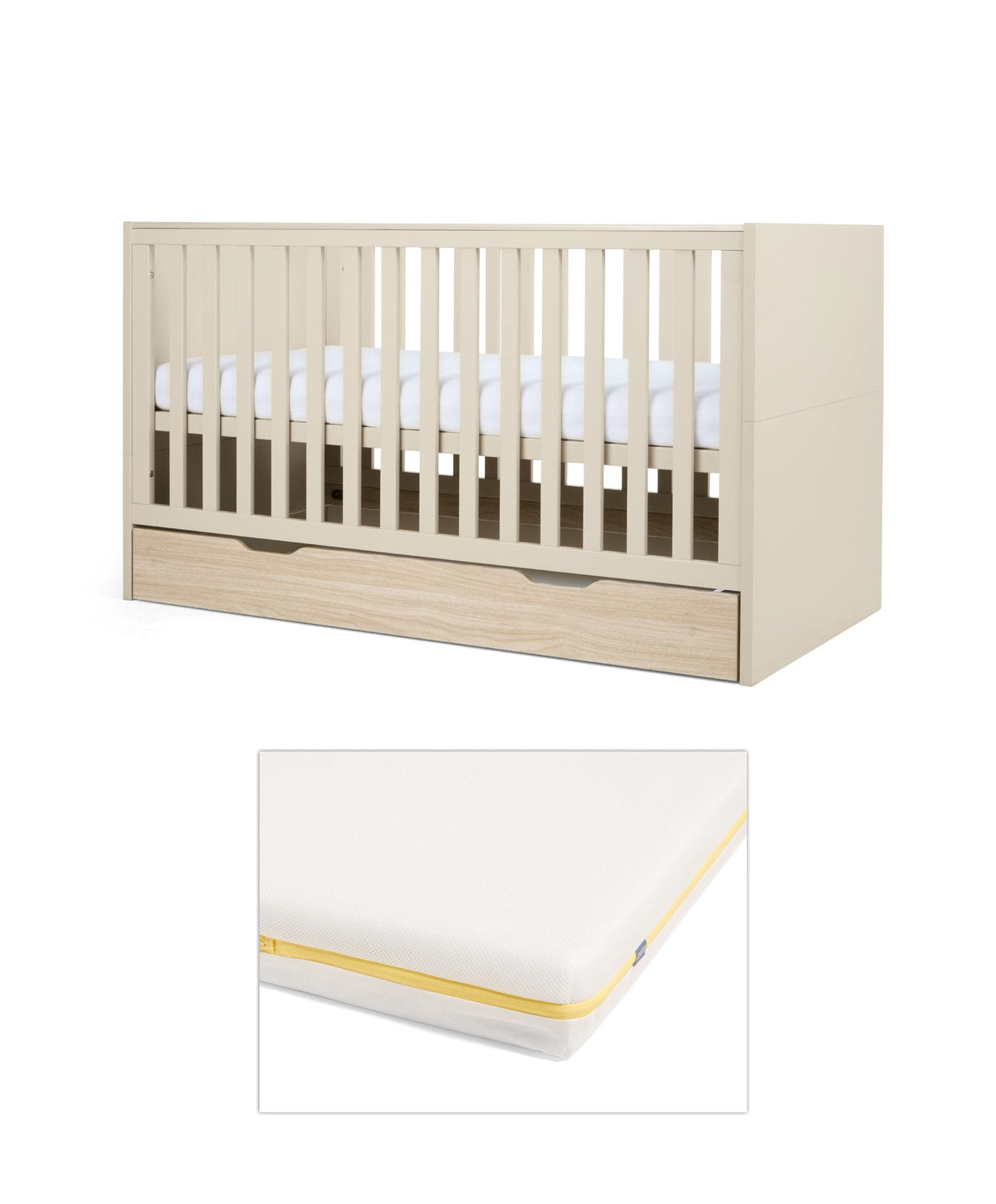 Riga Cotbed & Signature Airflow Fibre Cotbed Mattress - Cashmere