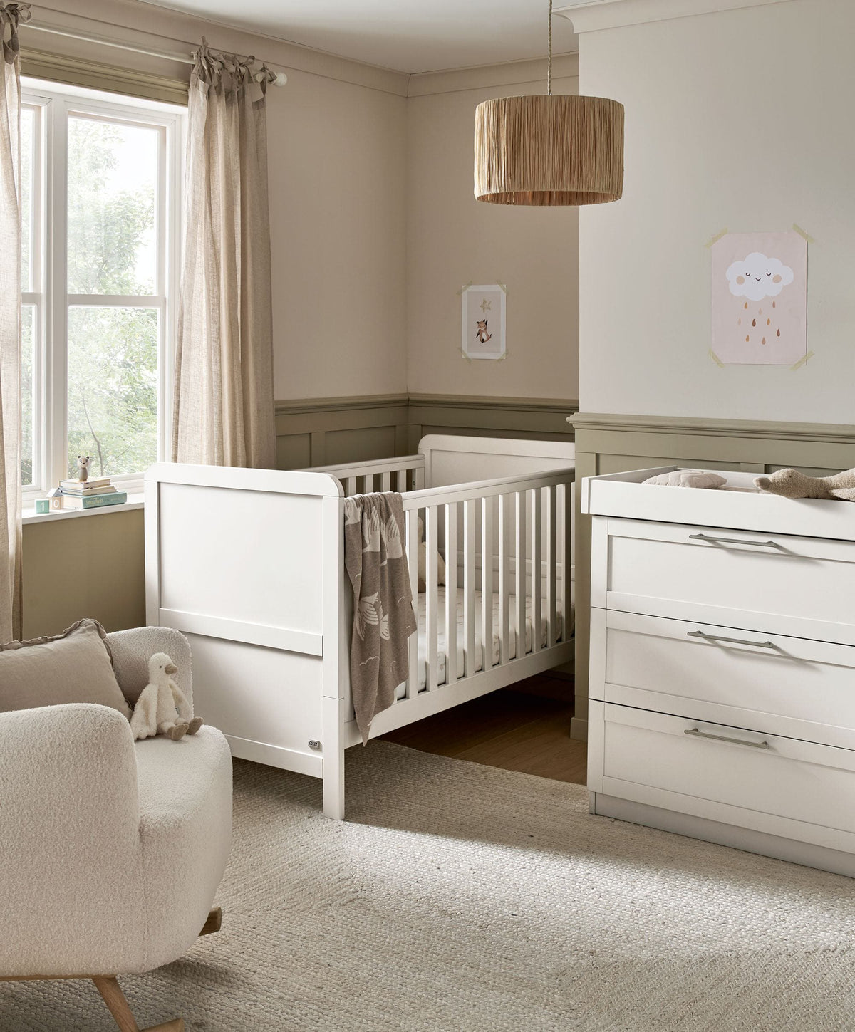 Walton 2 Piece Cotbed Set with Dresser Changer - White