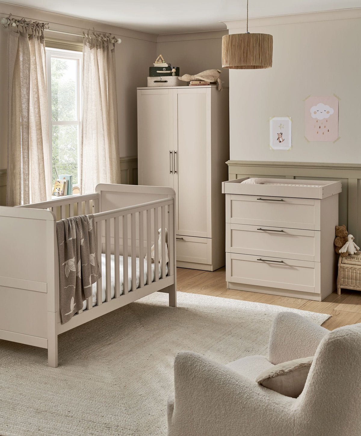 Walton 3 Piece Range with Dresser Changer & Wardrobe - Cashmere
