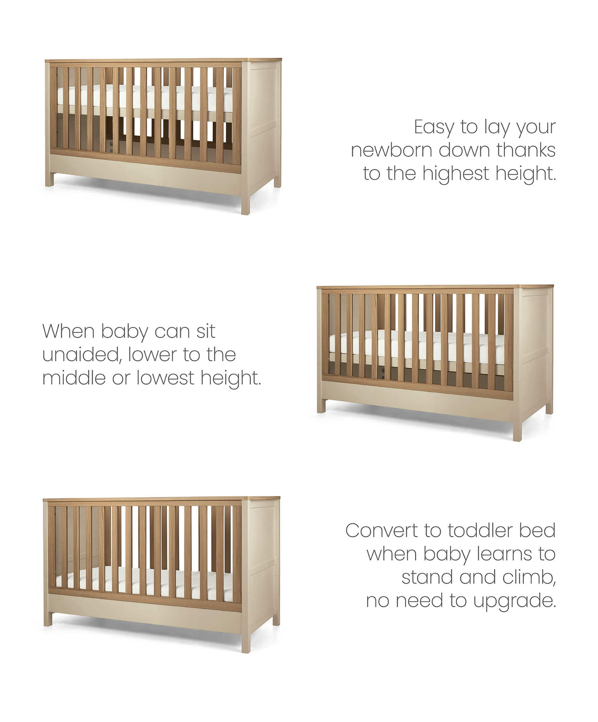 Harwell Nursery Bundle with Lua 2 Bedside Crib (6 Piece) - Thyme/Cashmere