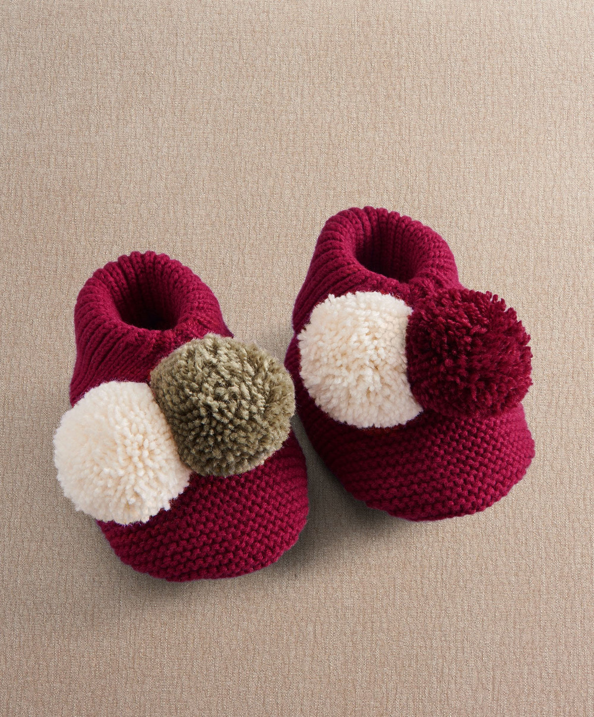 Knitted Pom Pom Booties