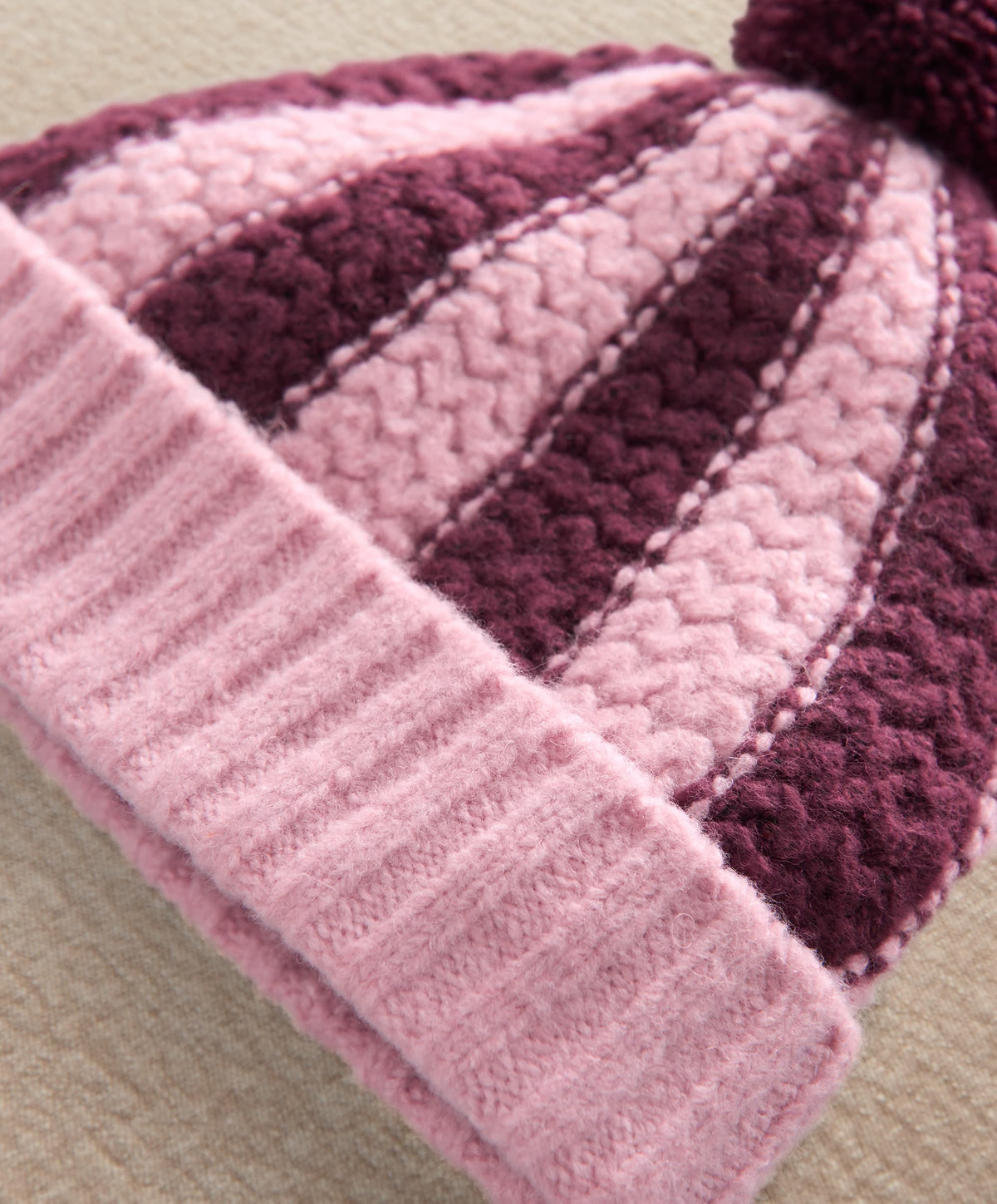 Knitted Pom Pom Hat - Stripe