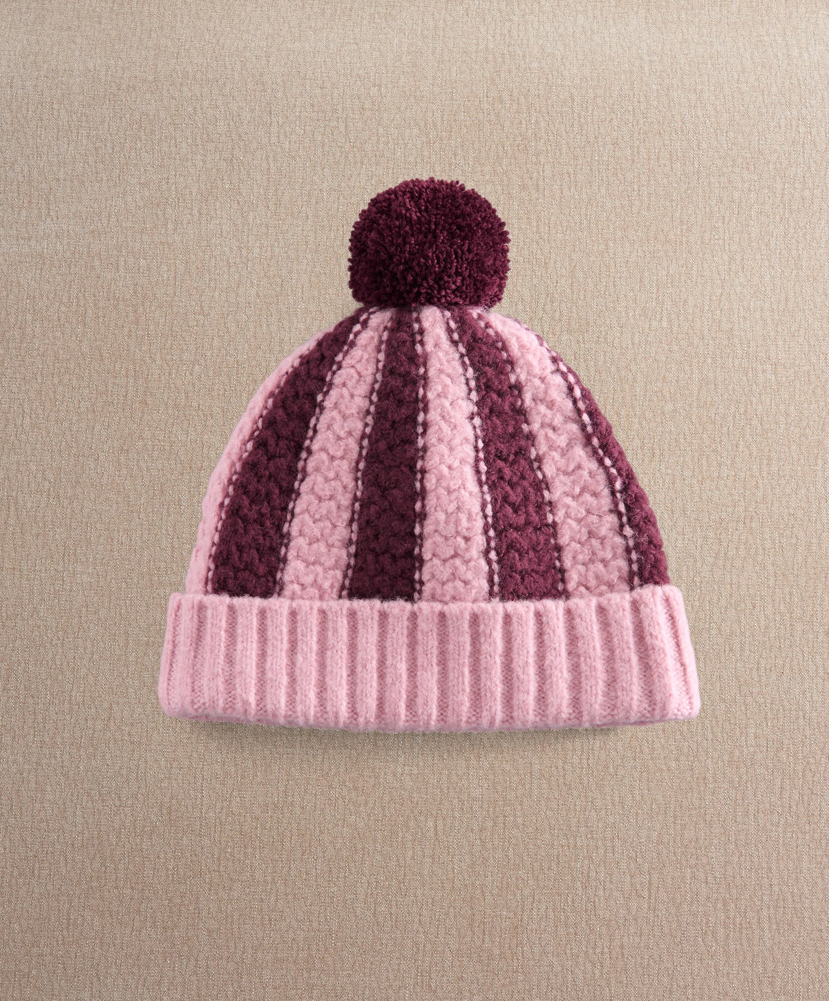 Knitted Pom Pom Hat - Stripe
