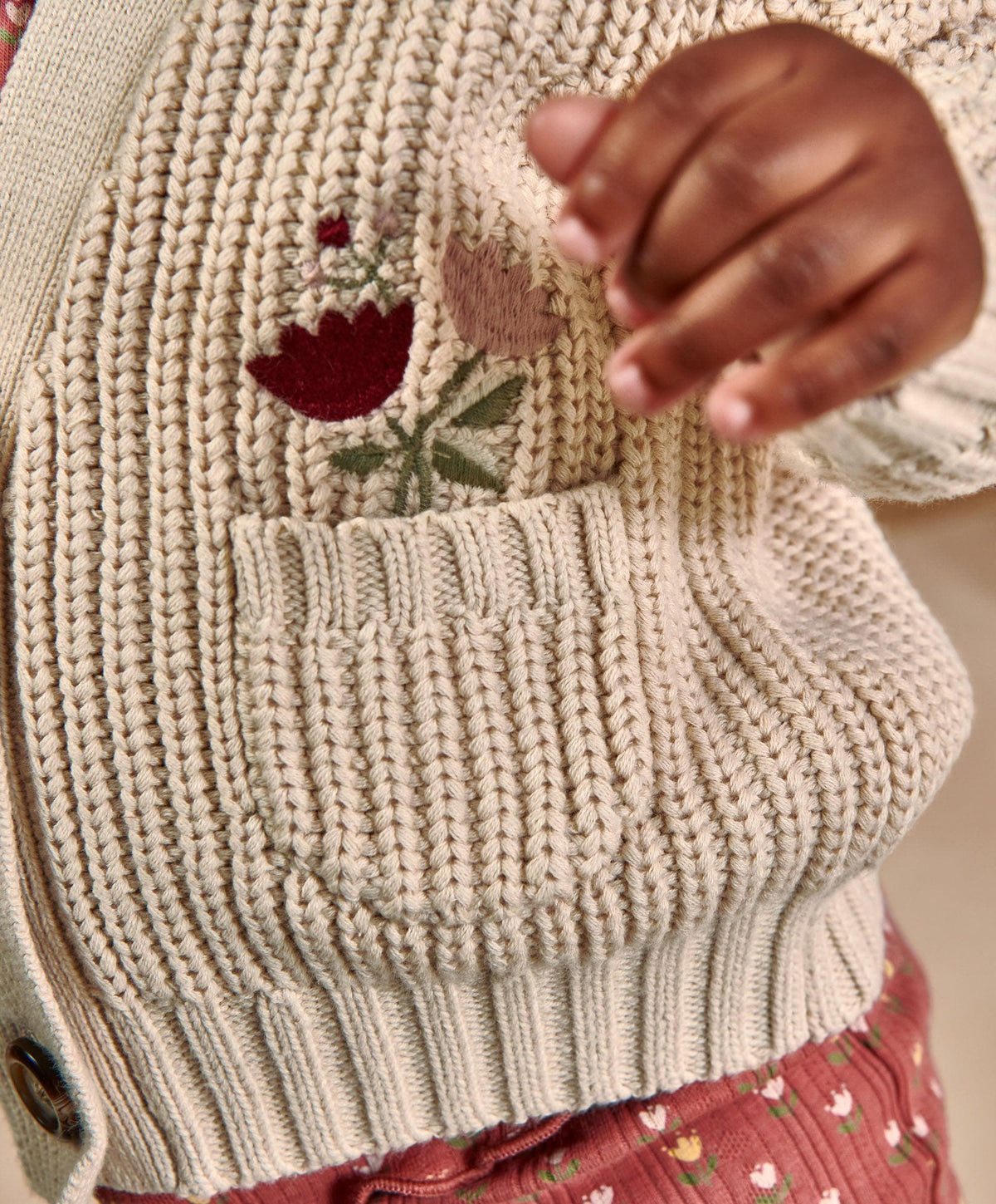 Embroidered Knitted Cardigan - Cream