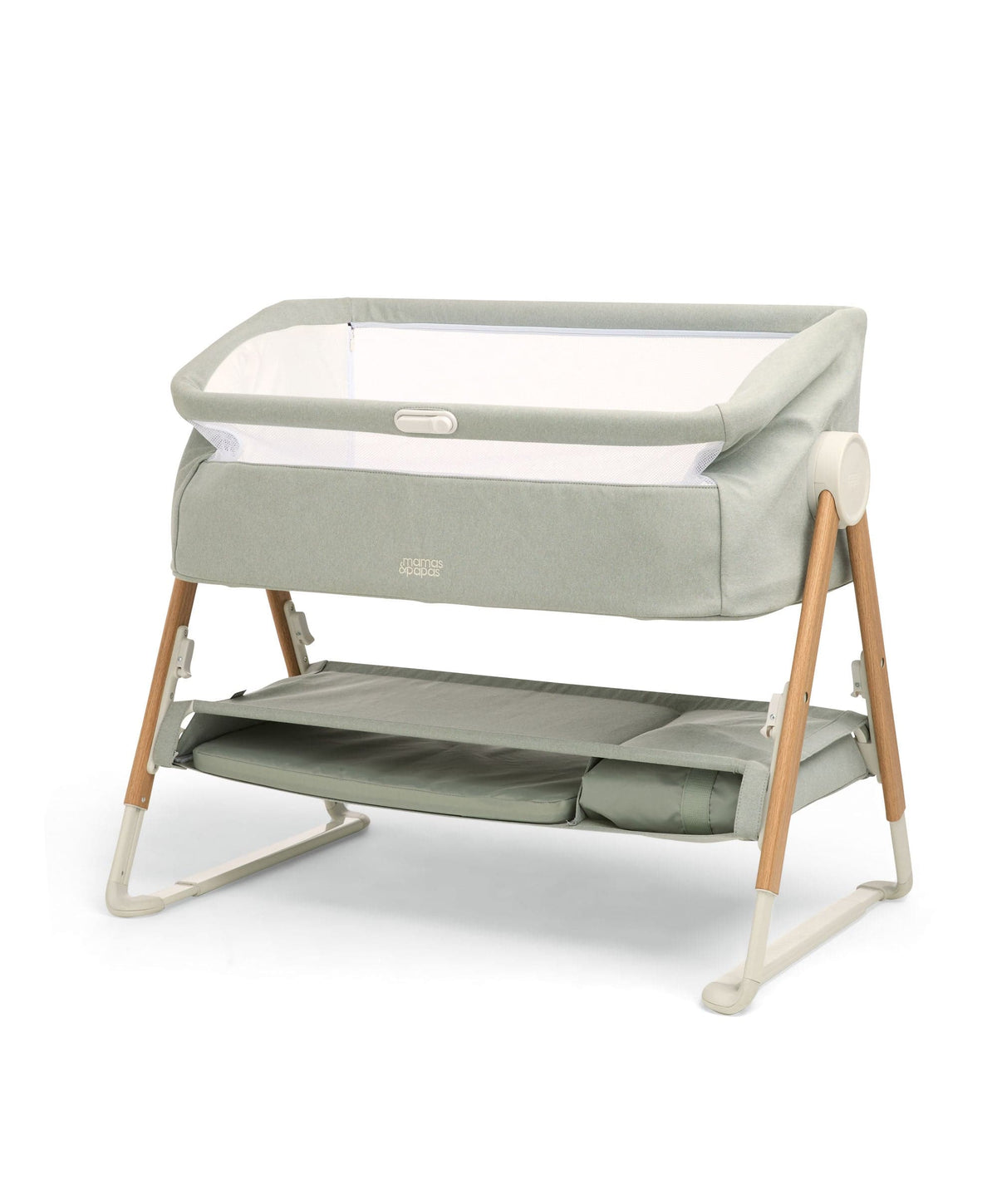 Lua Bedside Crib with Sheet & Mattress Protector Bundle - Sage/Cosmic Sky