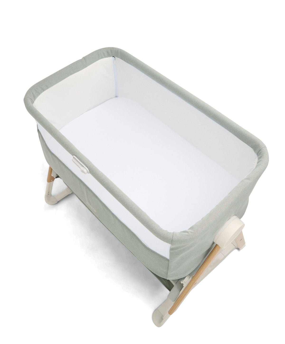 Lua Bedside Crib with Sheet & Mattress Protector Bundle - Sage/White