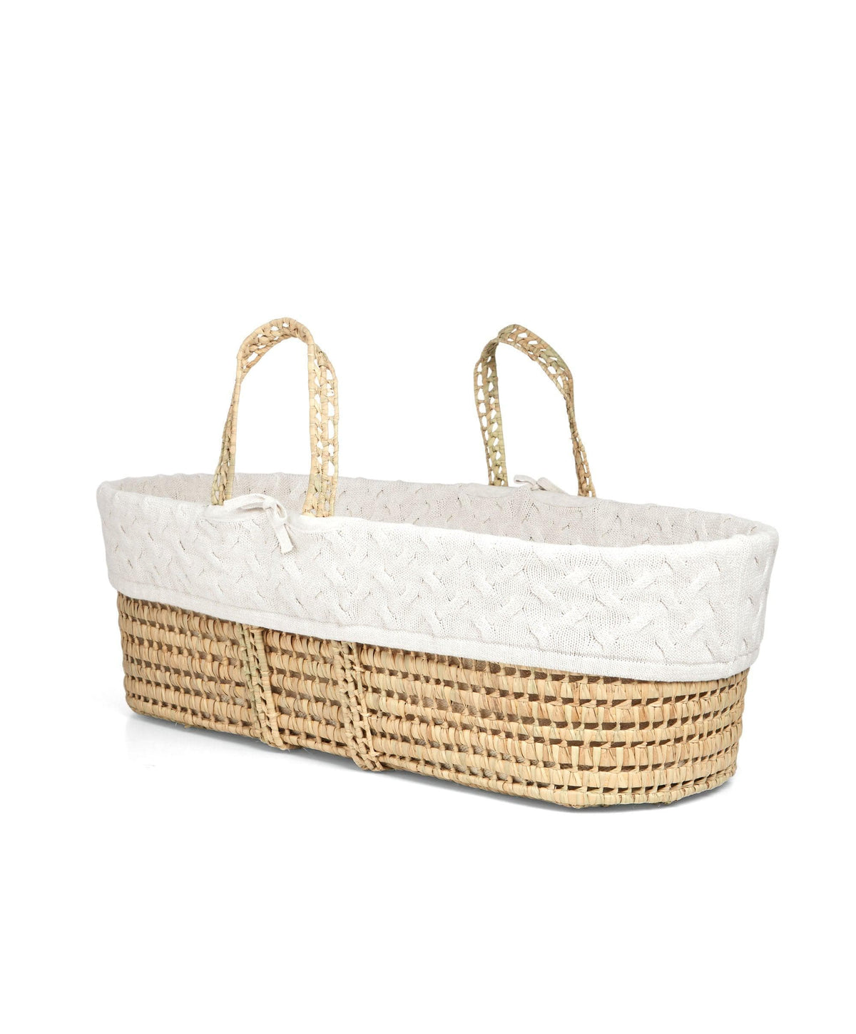 Moses Basket - White Cable Knit