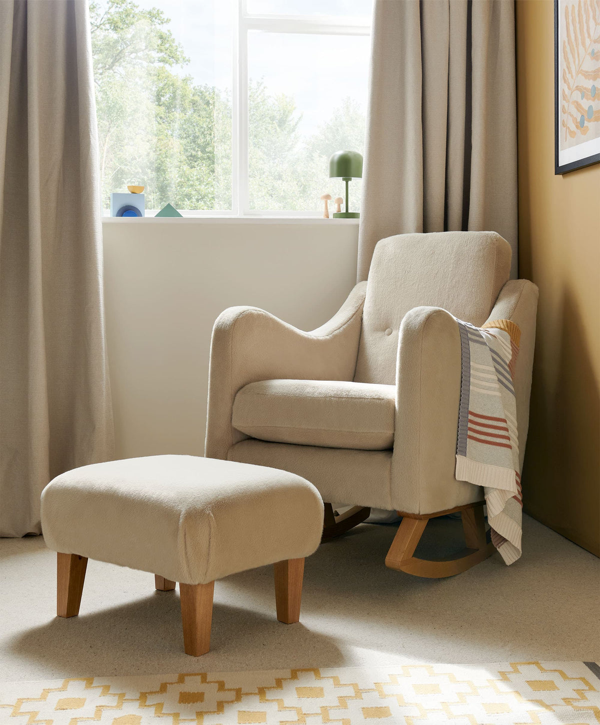 Bowdon Nursing Chair & Footstool Set - Almond Sherpa