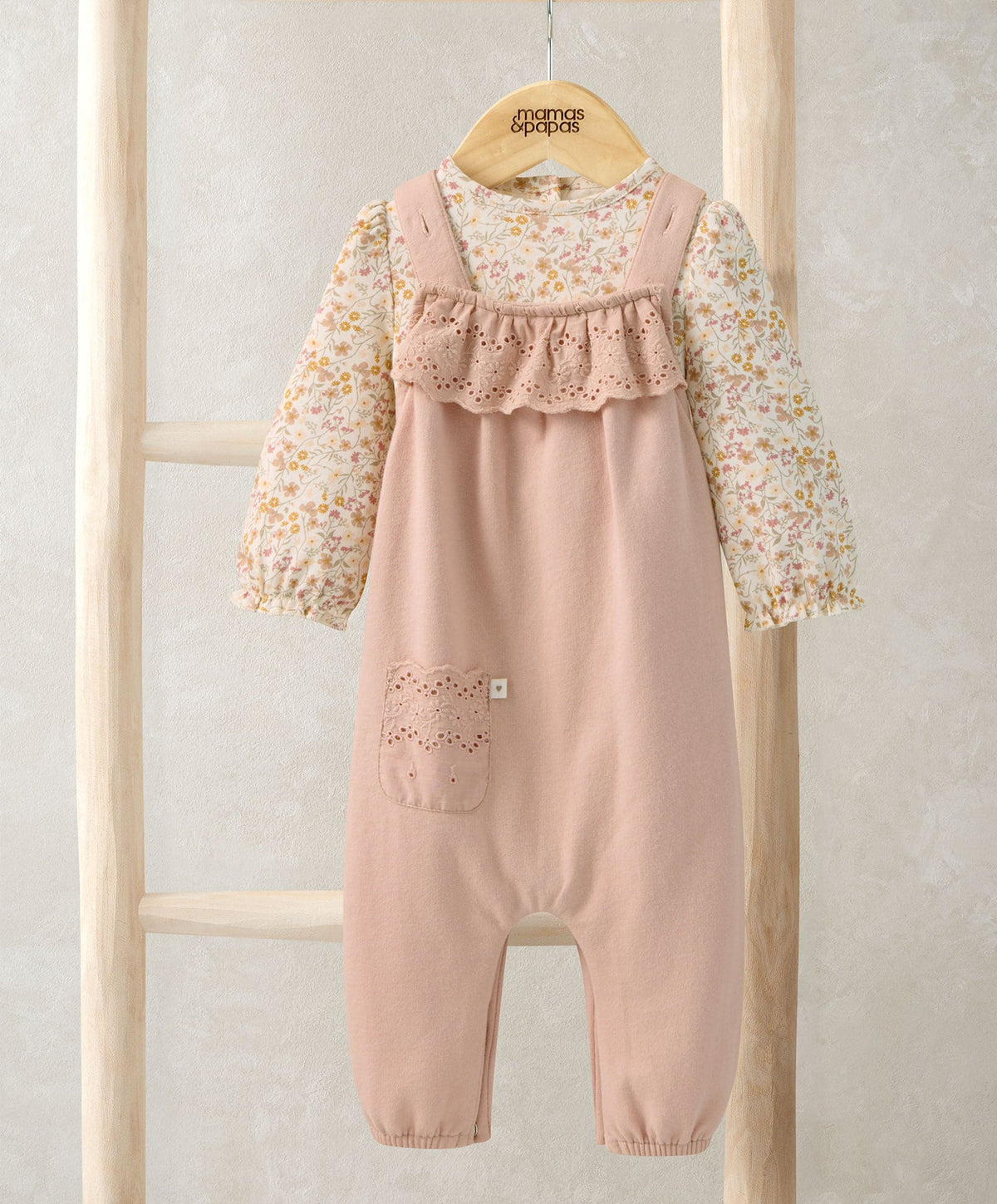 Broderie Dungarees and Bodysuit Outfit Set