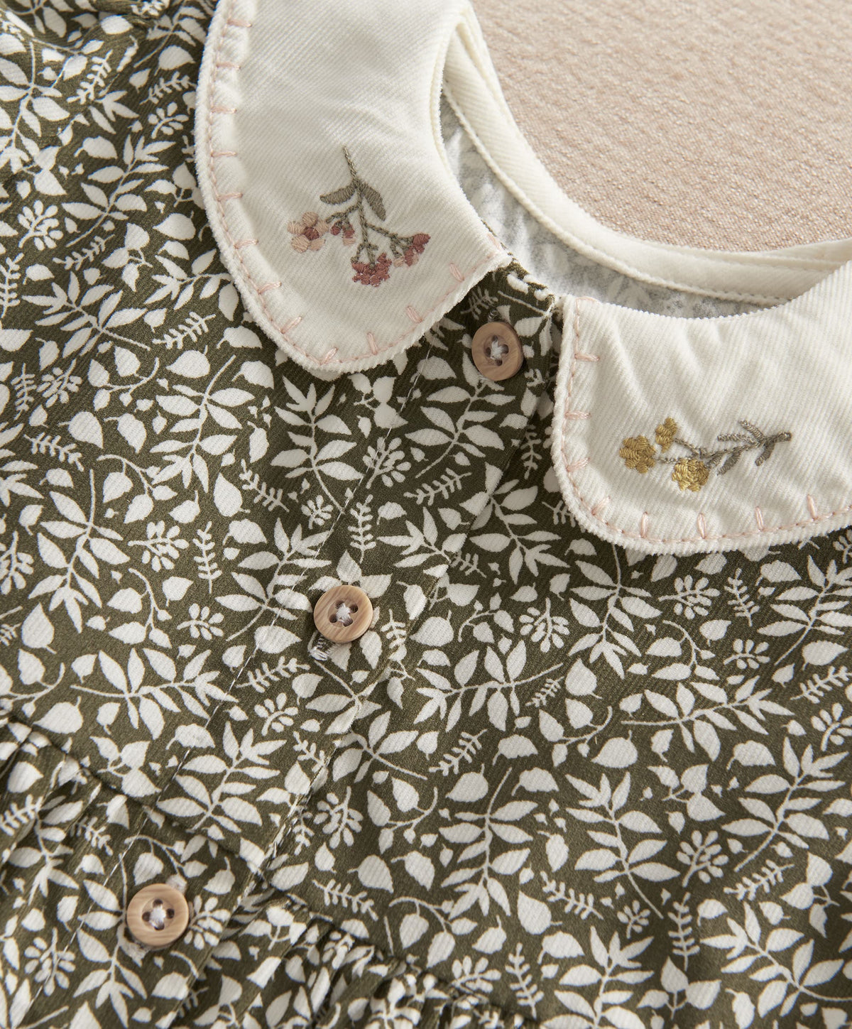 Leaf Print Dress & Tights Set