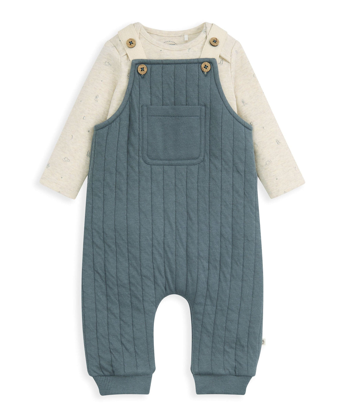 Quilted Dungarees and Oatmeal Bodysuit