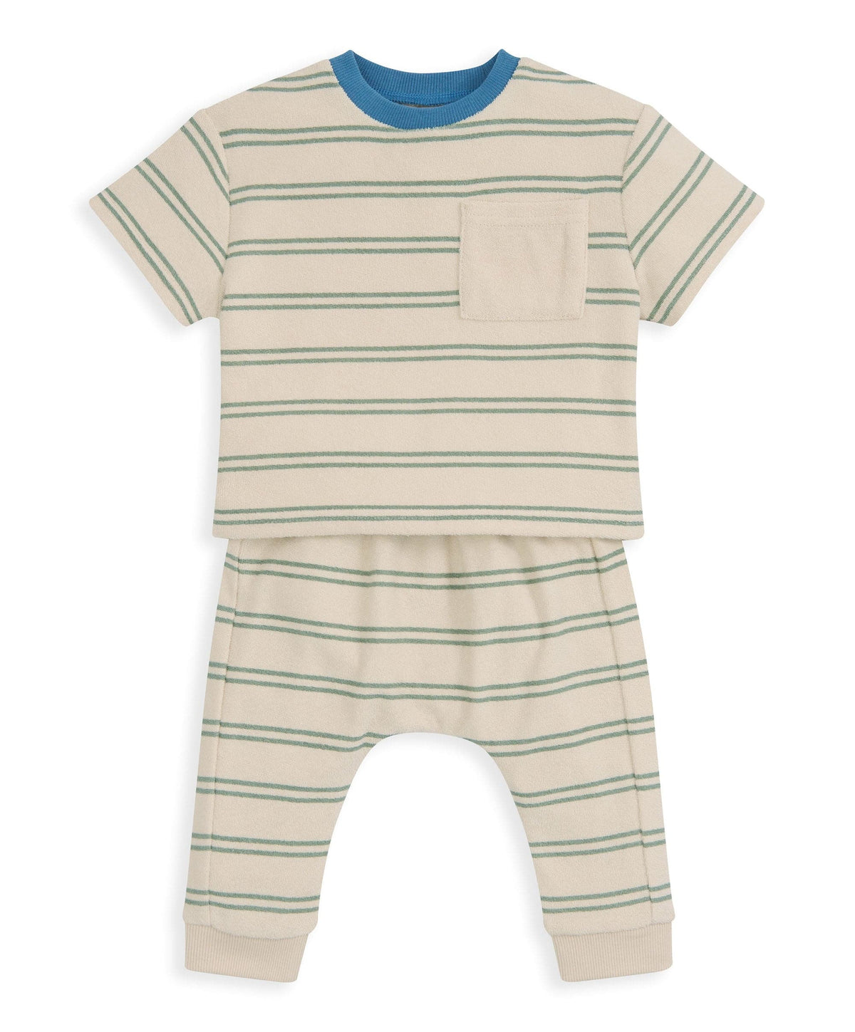 Striped Terry Towelling T-Shirt & Joggers Set