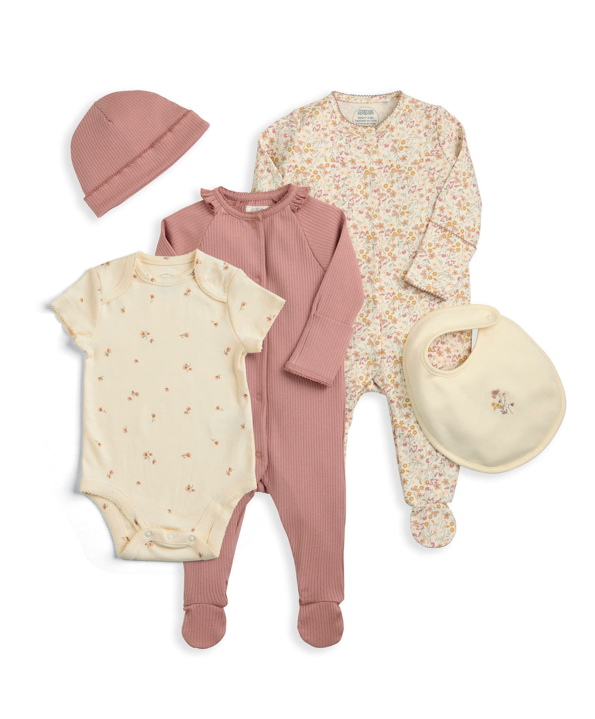 Welcome to the World Floral Baby Clothes 5 Piece Set