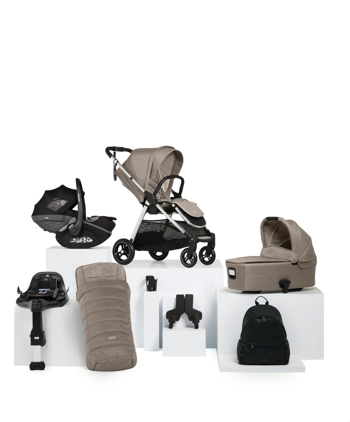 Flip XT³ Pushchair Bundle with Maxi-Cosi Pebble Slide Pro Car Seat & Base (8 Pieces) - Fawn