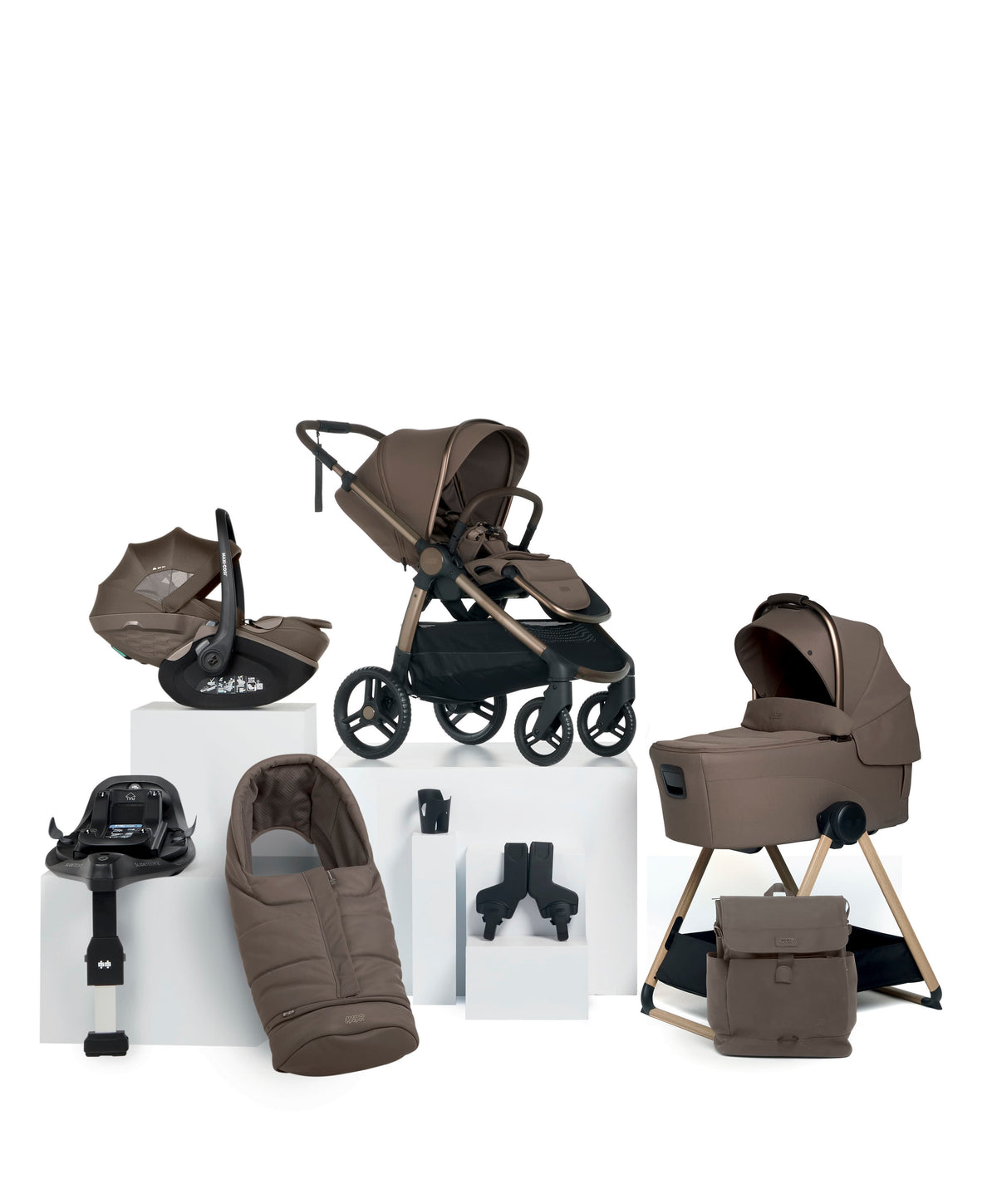 Ocarro 2 Pushchair Bundle with Maxi-Cosi Pebble Slide Pro Car Seat & Base (9 Pieces) - Crema
