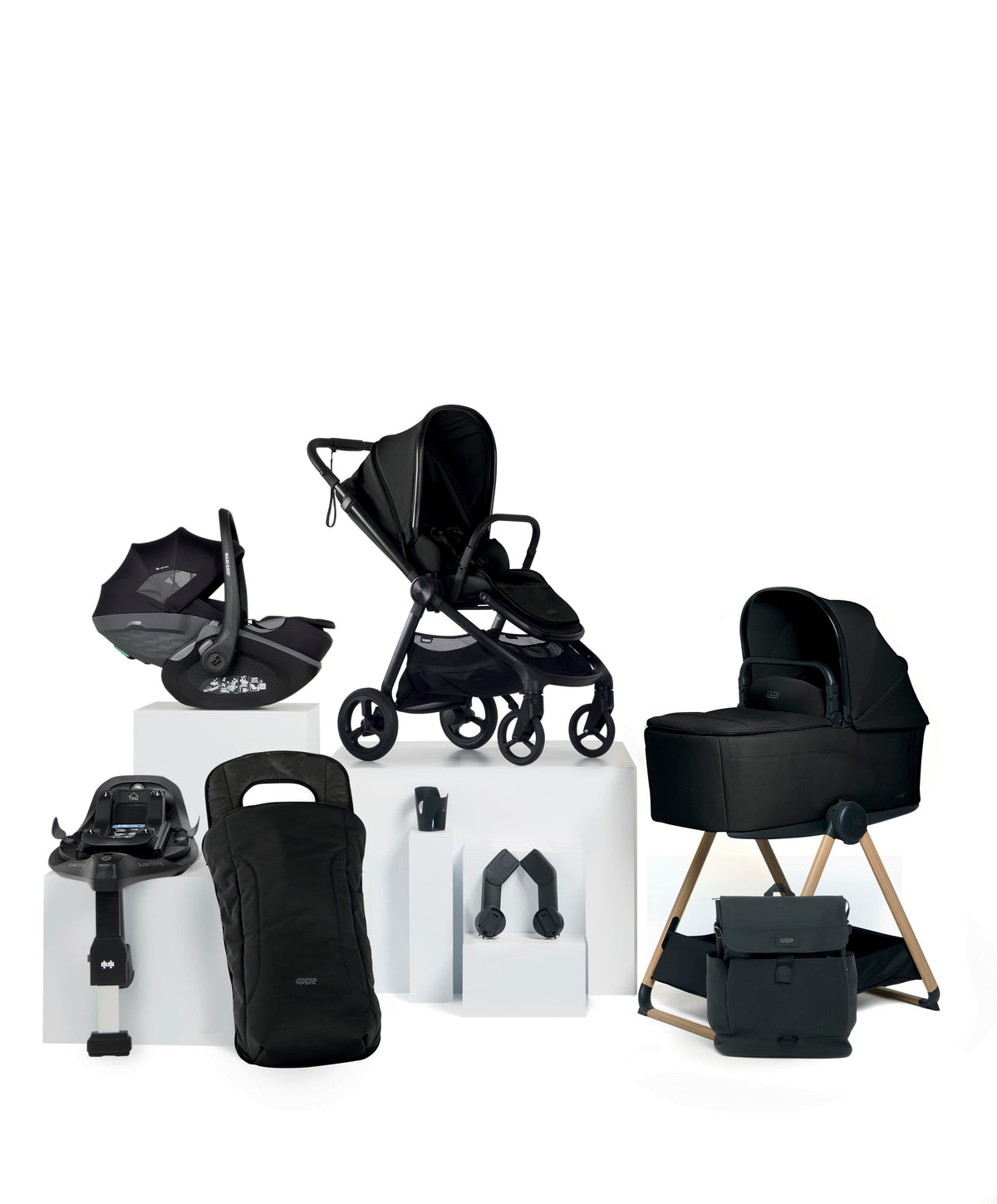 Vardo Complete Pushchair Bundle with Maxi-Cosi Pebble Slide Pro Car Seat & Base (9 Pieces) - Noir
