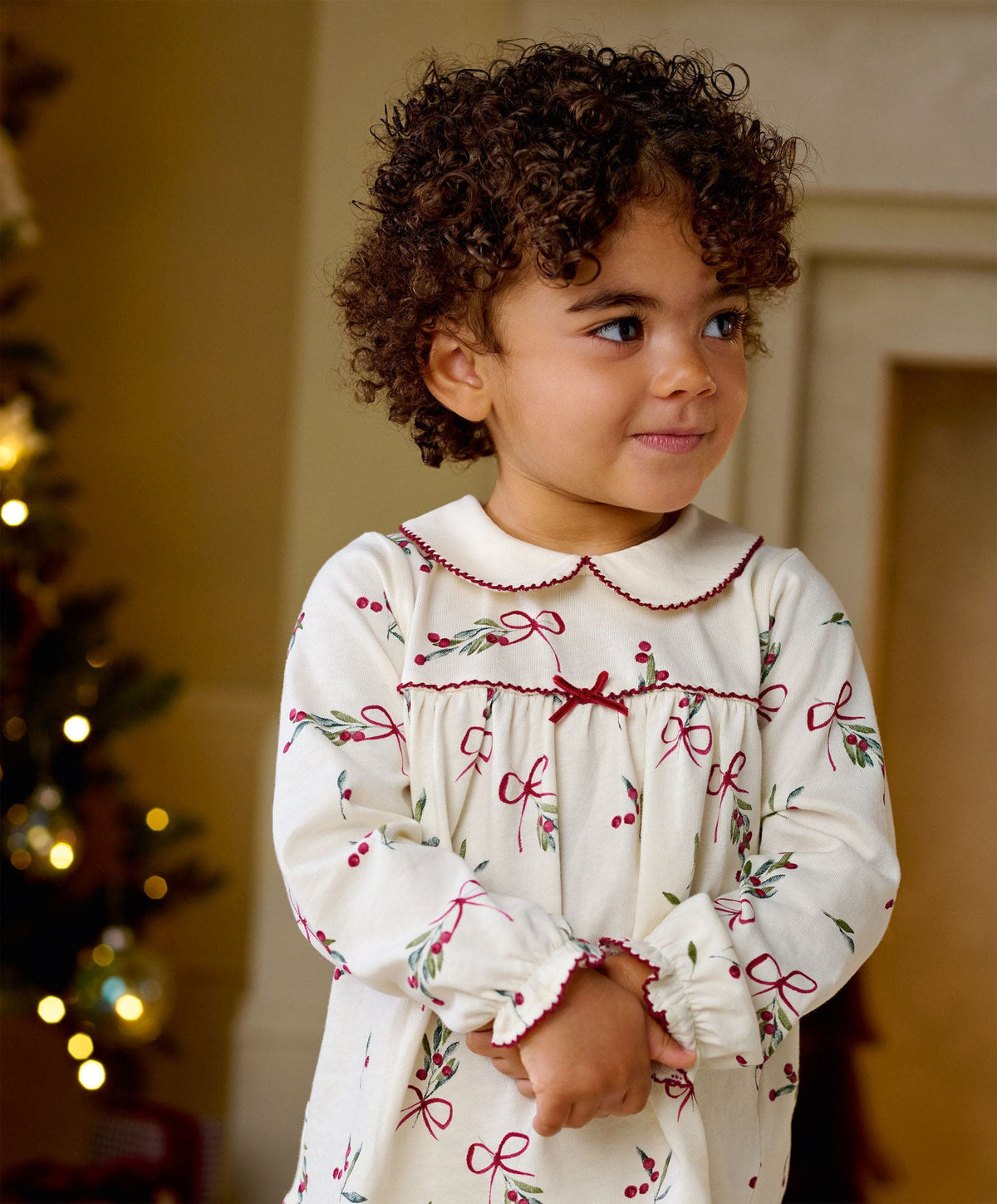 Christmas Berry Bow Print Pyjama Set
