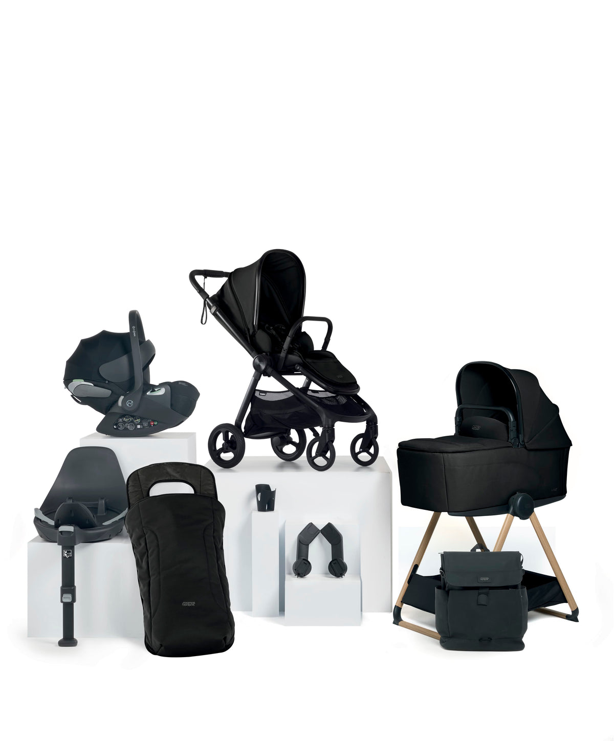 Vardo Complete Pushchair Bundle with Cybex Cloud T i-Size Rotating Baby Car Seat & Base (9 Pieces) - Noir