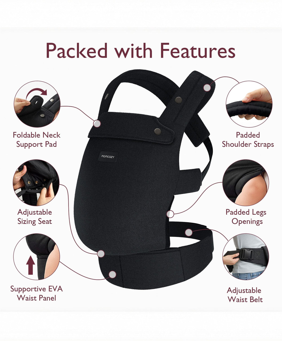 Momcozy Baby Carrier 3M+ Cotton - Black