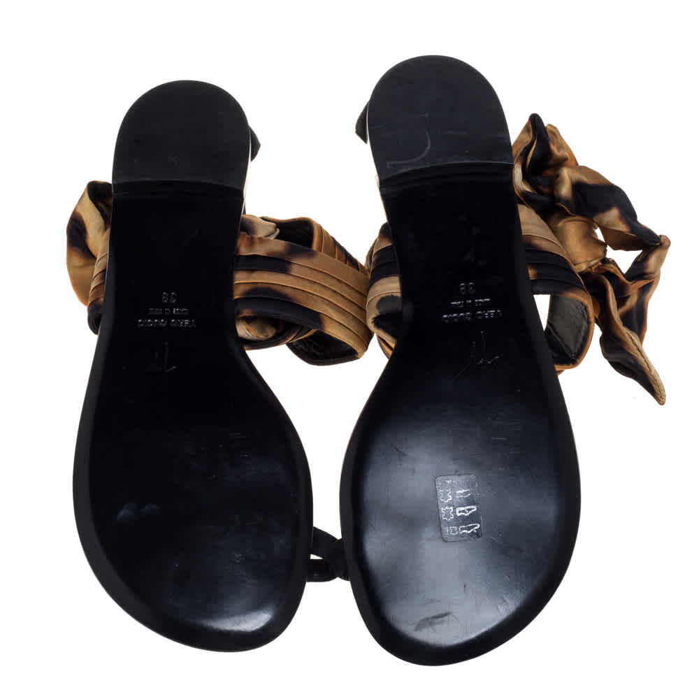 Giuseppe Zanotti Brown/Black Satin Sandals Size 39