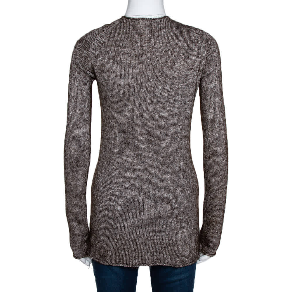 Emporio Armani Brown Mohair Blend Marl Knit Cardigan L