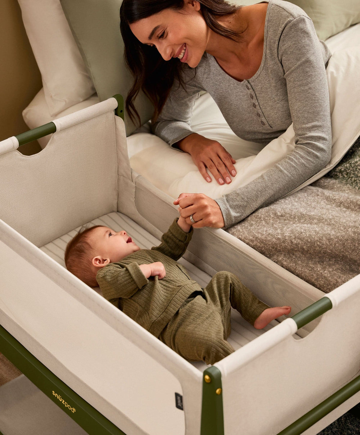 SnuzPod 5 Bedside Crib - Olive