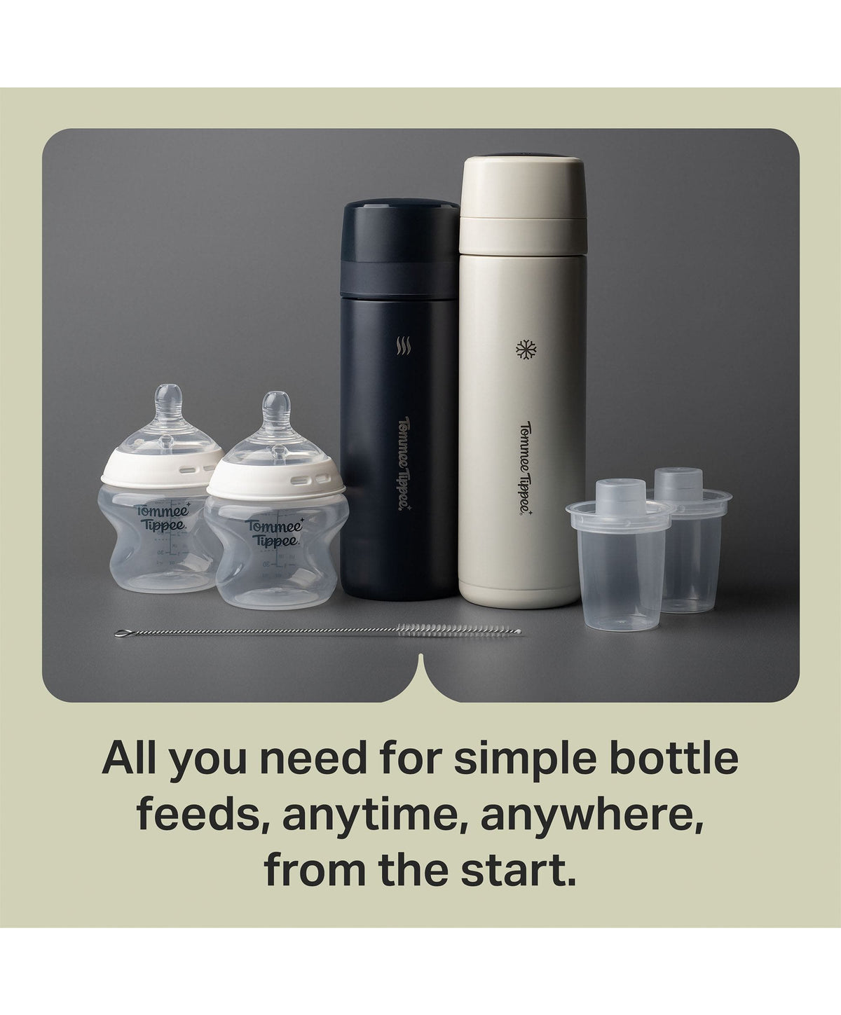 Tommee Tippee PrepGo Portable Formula Feed Maker & Newborn Bottles - Black and White