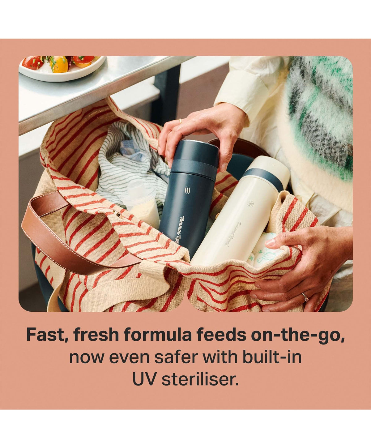 Tommee Tippee PrepGo Portable Formula Feed Maker Set with Built-in UV Steriliser - Black and White