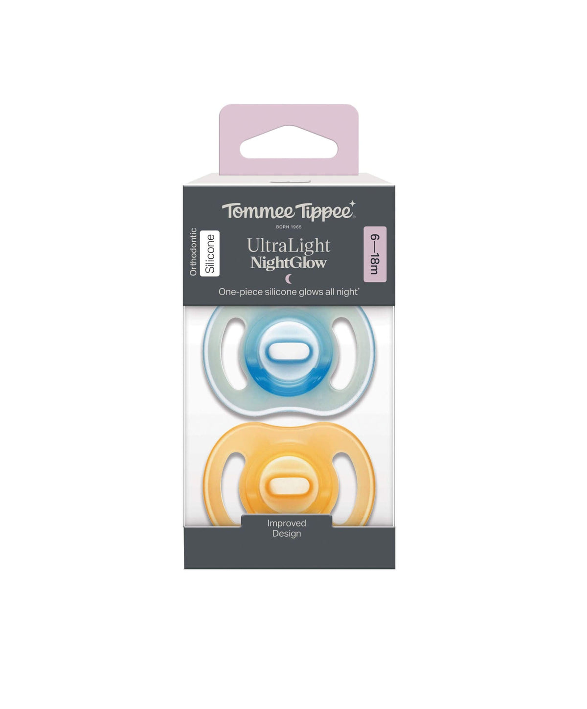 Tommee Tippee Ultra-light StayPut Night Glow Dummy 6-18m (2 Pack)