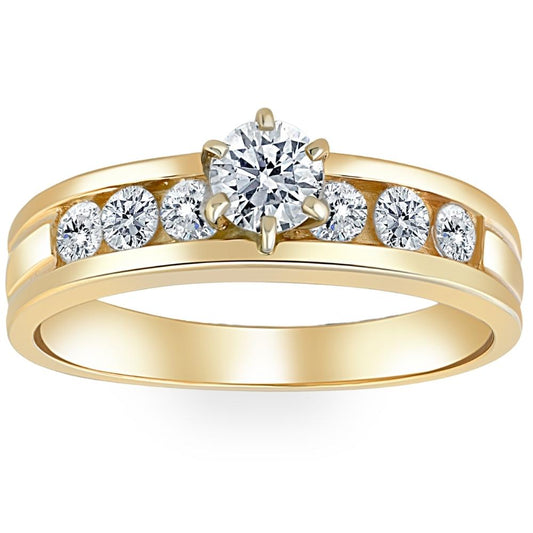 3/4ct Diamond Engagement Ring 14K Yellow Gold Size Selectable