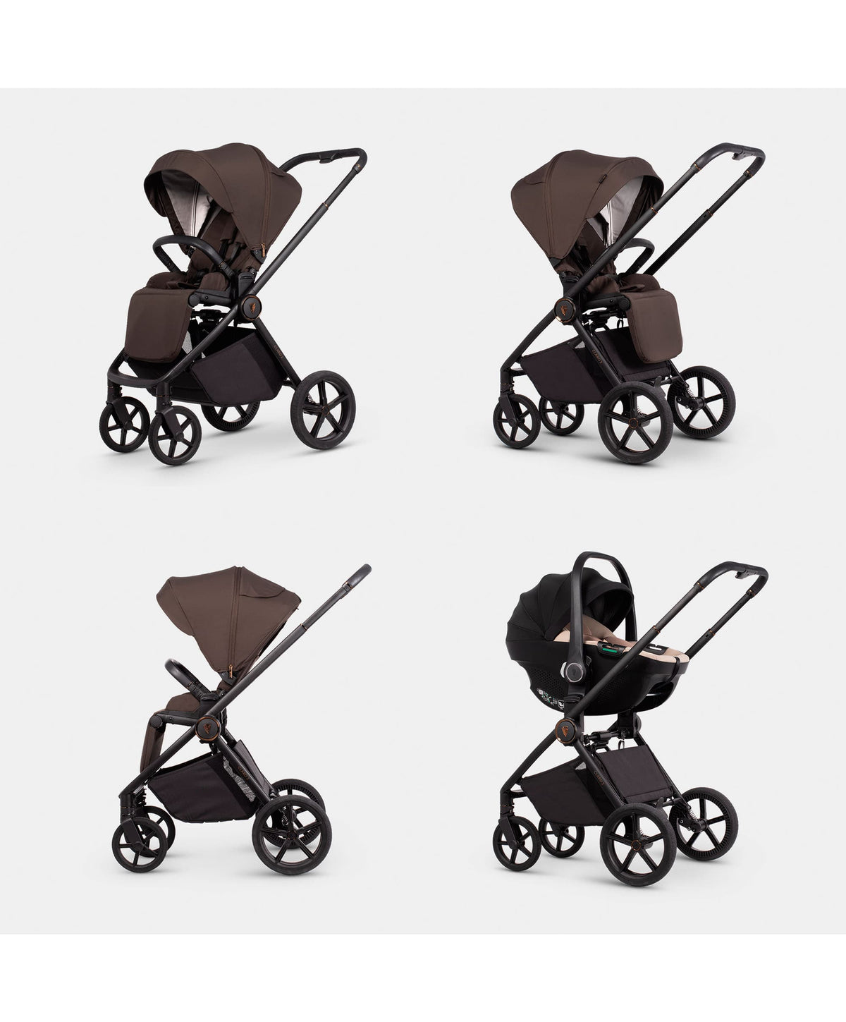 Venicci Claro2 4in1 Luxury Pushchair Bundle Tiago 2 Car Seat (10 pieces) - Chocolate