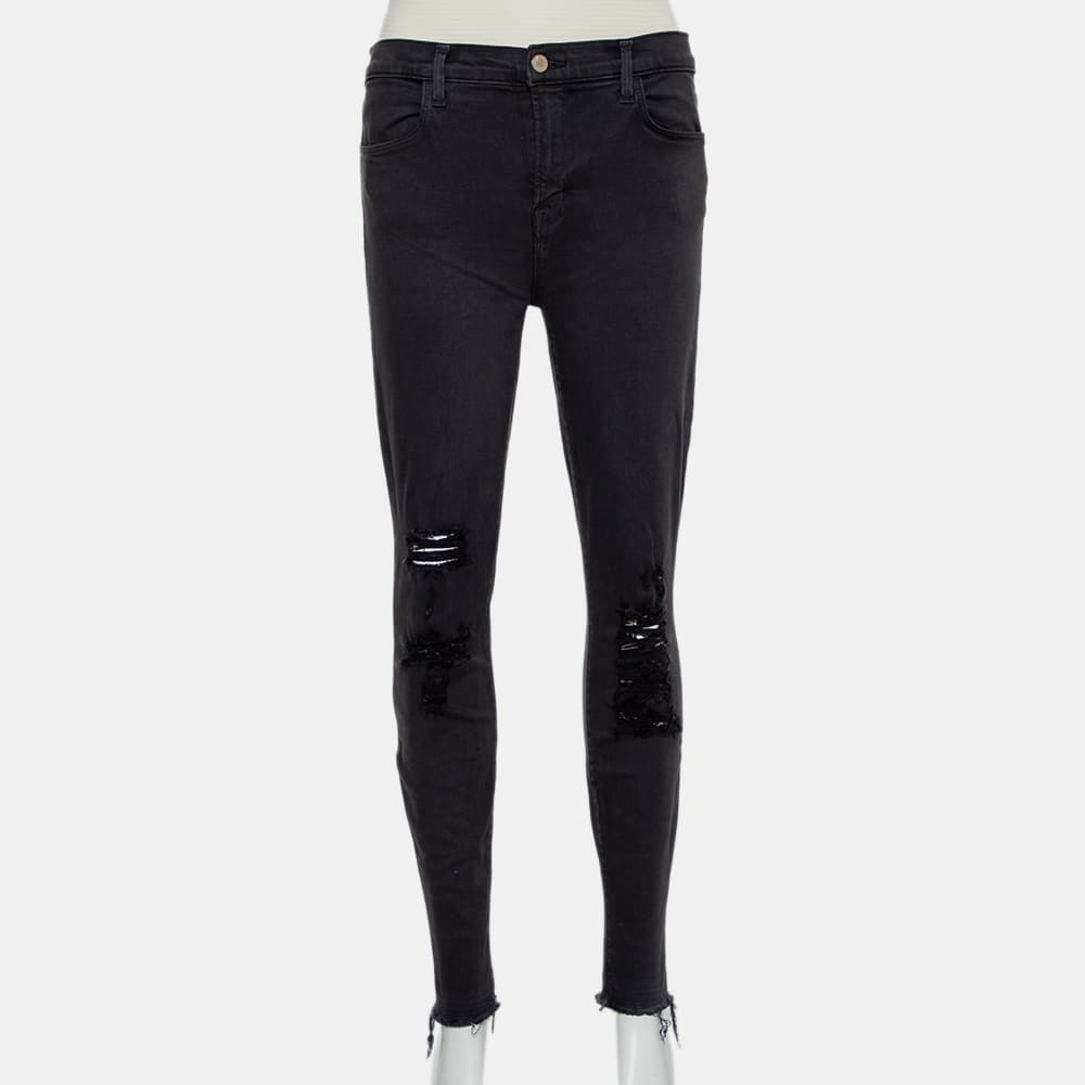 J Brand Demen Black Denim Distressed Skinny Alana Jeans M