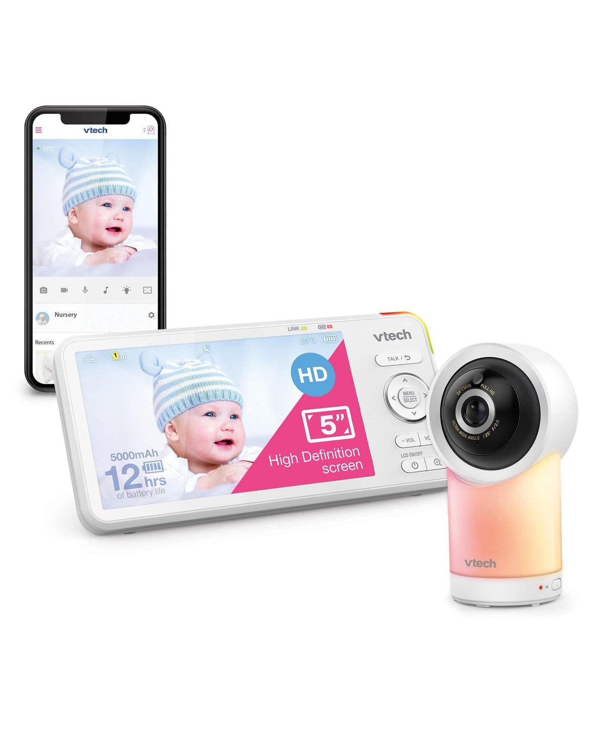 VTech RM5766HD Smart Video Baby Monitor & Camera Floorstand - White