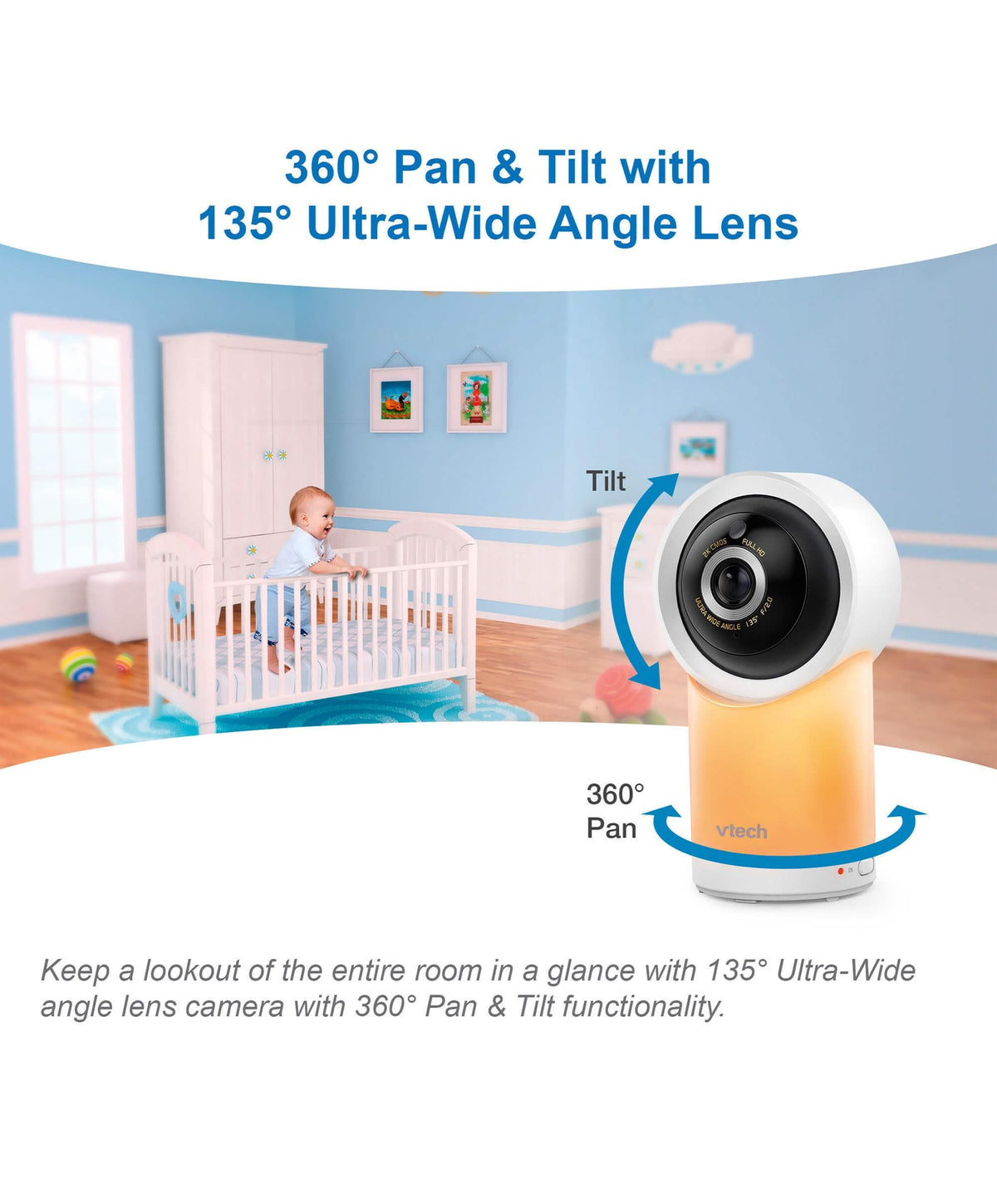 VTech RM5766HD Smart Video Baby Monitor & Camera Floorstand - White