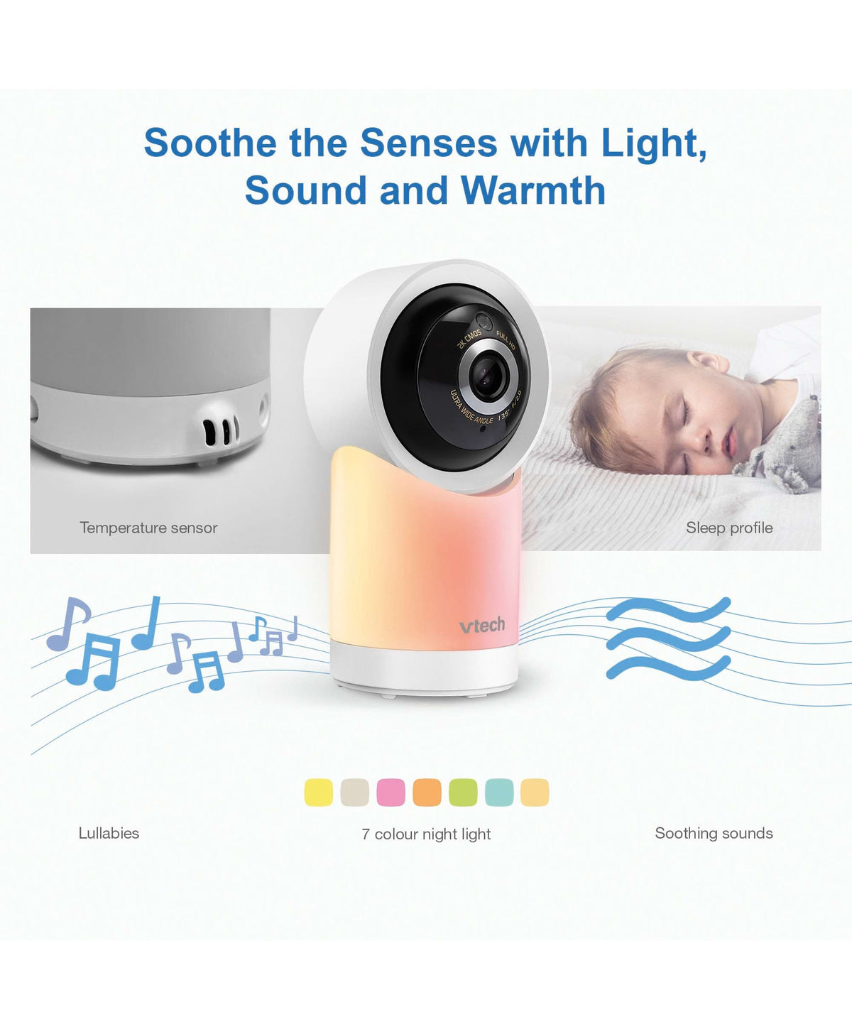 VTech RM7766HD 7inch Smart Pan & Tilt Baby Monitor & Camera Floorstand - White