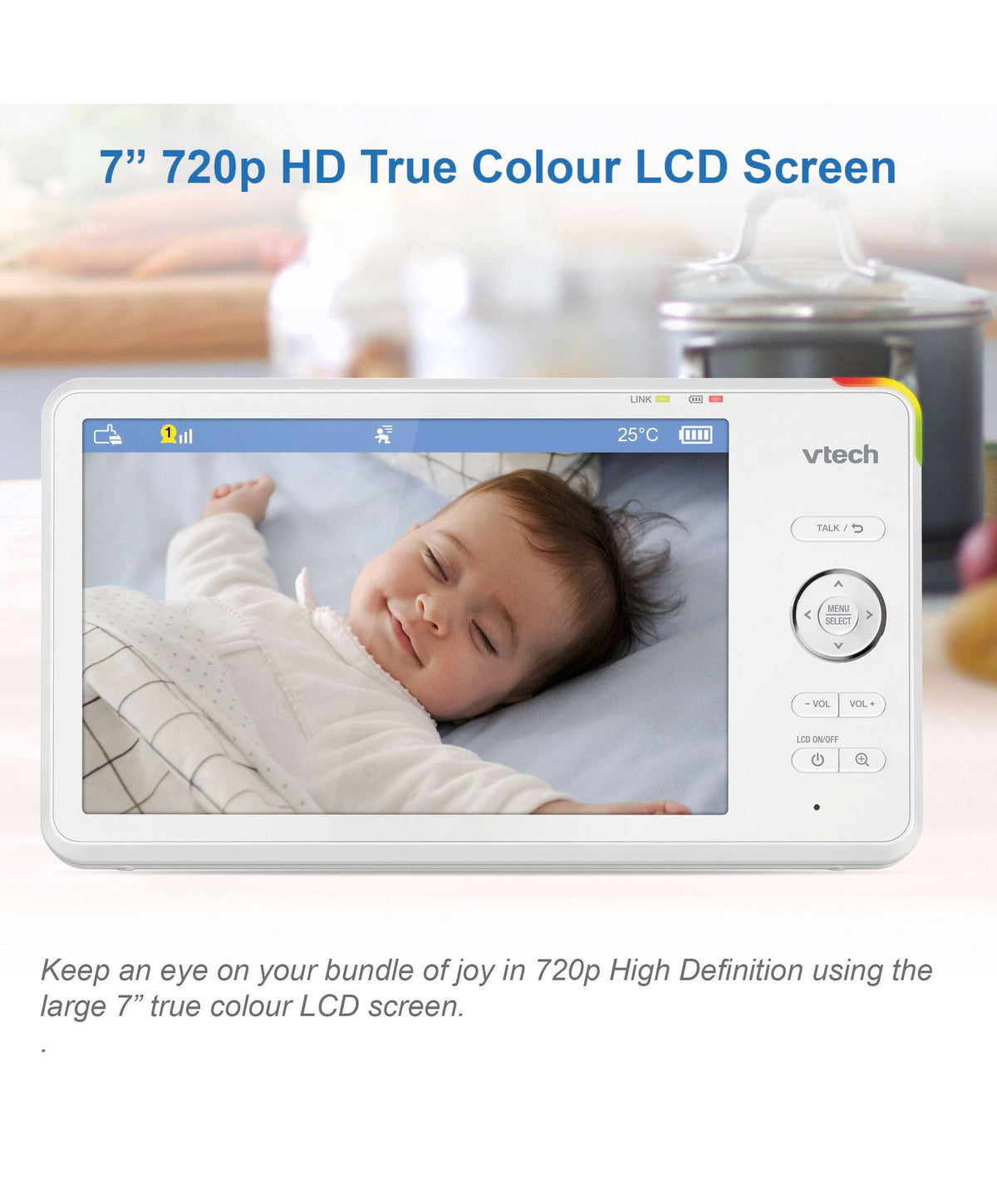 VTech RM7766HD 7inch Smart Pan & Tilt Baby Monitor & Camera Floorstand - White