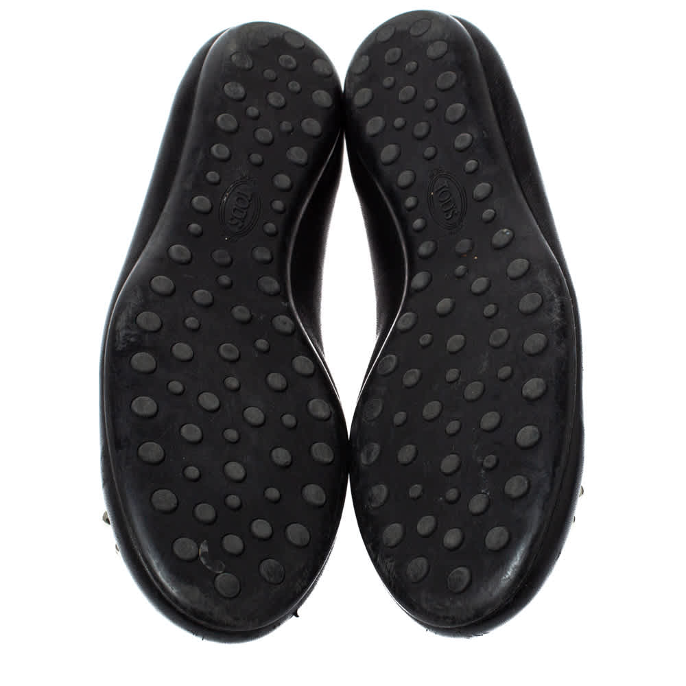 Tod's Black Leather Studded Ballet Flats Size 38.5