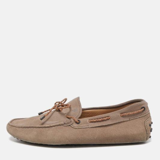 Tod's Light Brown Suede Bow Slip On Loafers Size 43